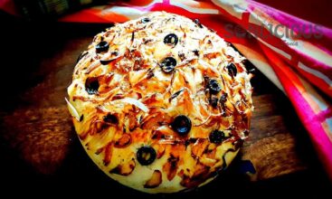 Healthy Focaccia bread with whole wheat and olives
