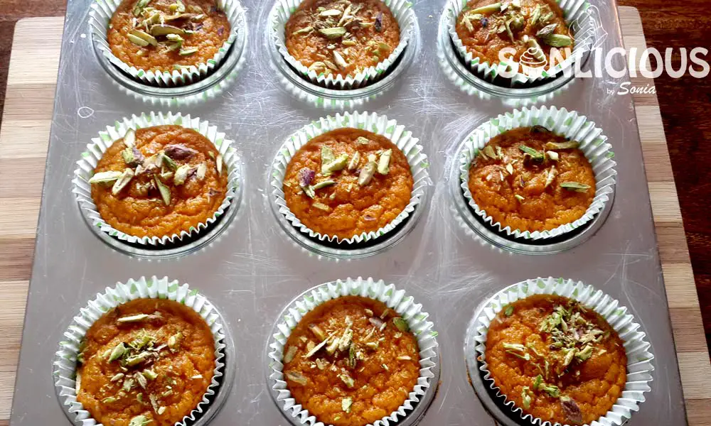 Mango semolina muffins after bake