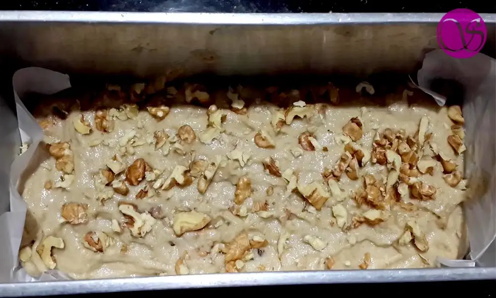 Vegan Banana Bread Batter in loaf tin Vegan Banana Bread Batter in loaf tin